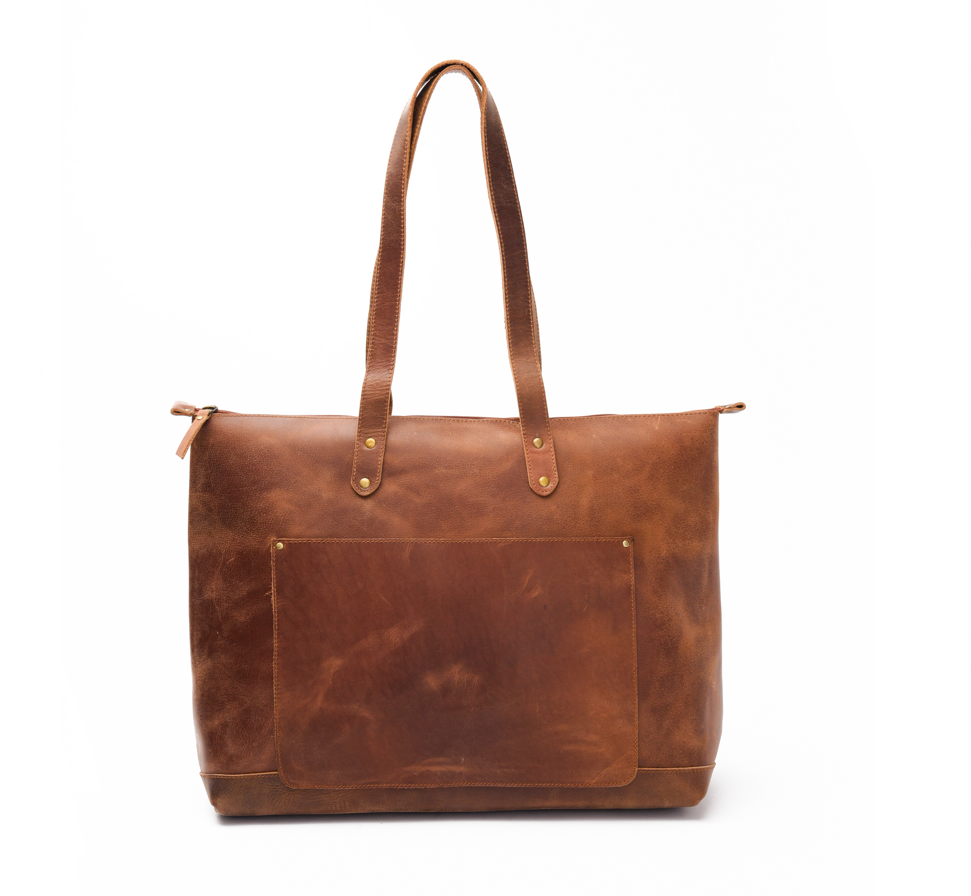 Brown tote hotsell bag with zipper