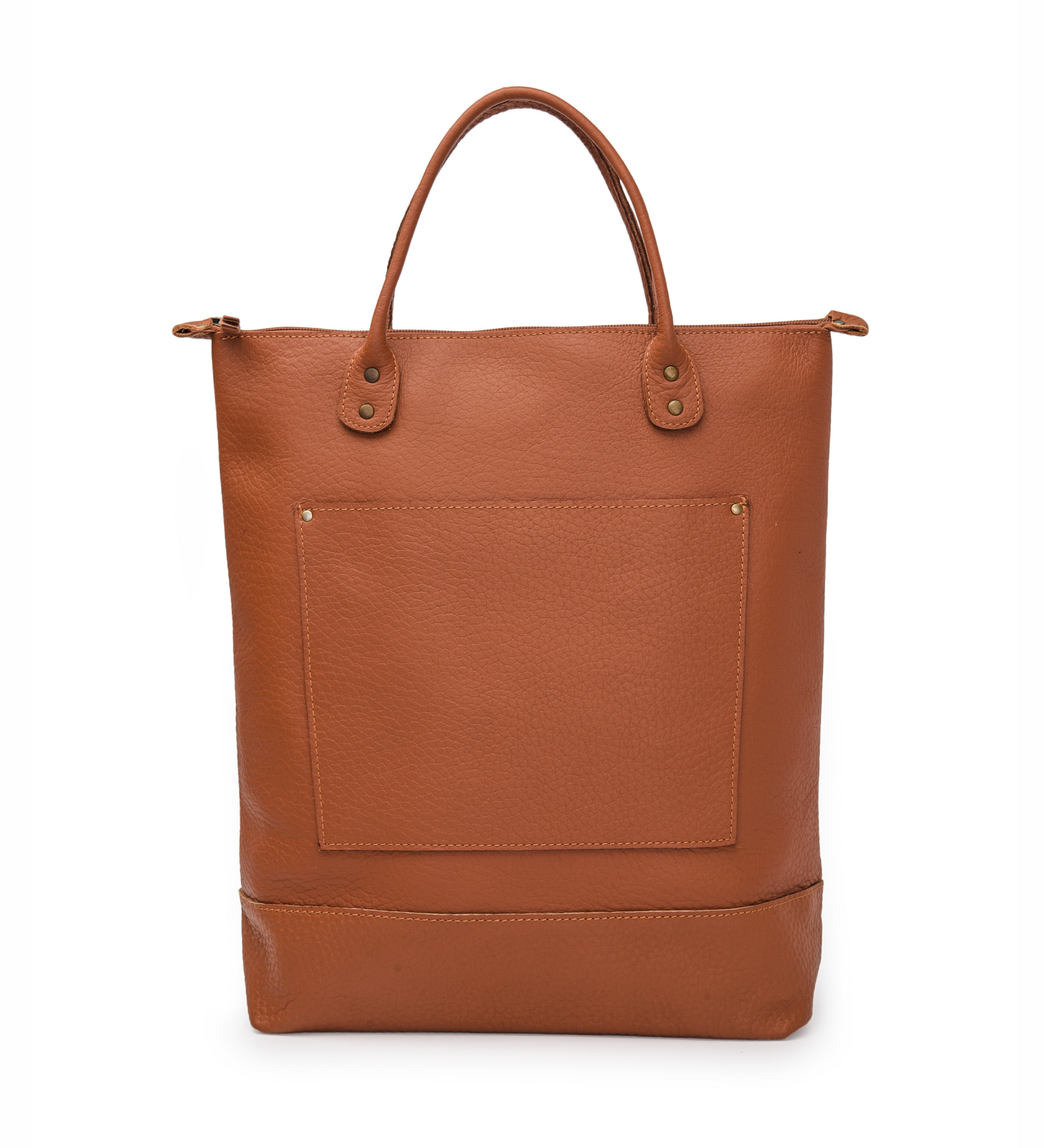 Natural leather top tote bag