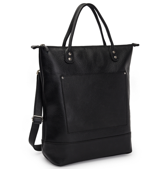 Black Everyday Crossbody Leather Tote Bag