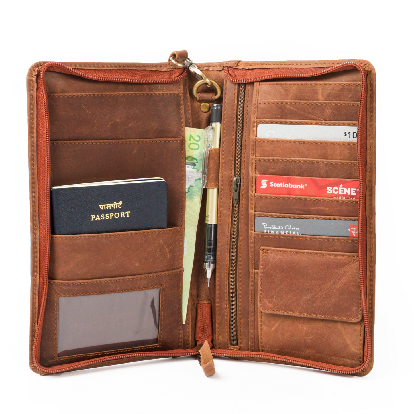 Zip-around Leather Passport Wallet