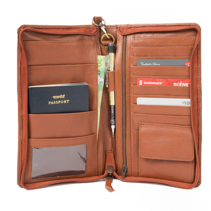 Zip-around Leather Passport Wallet