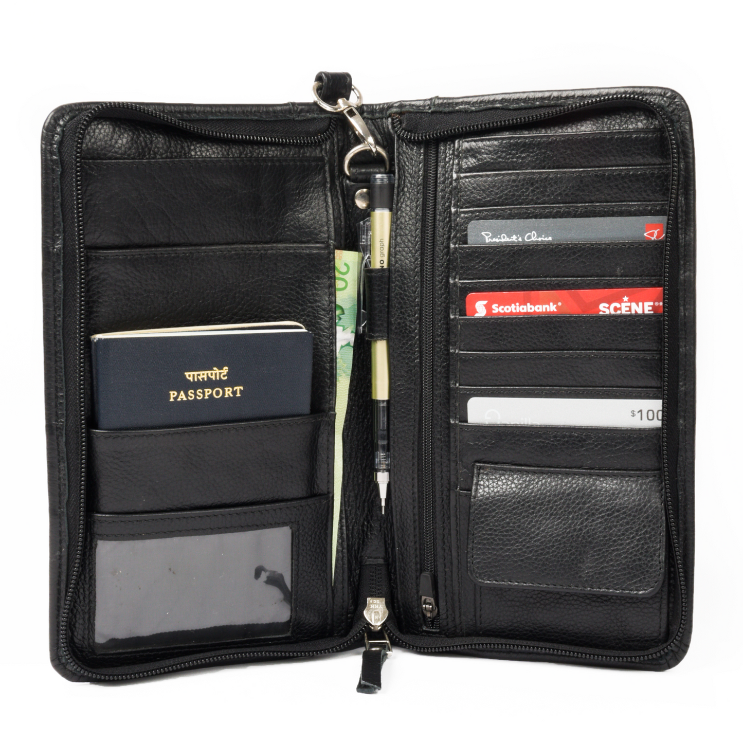 Zip-around Leather Passport Wallet