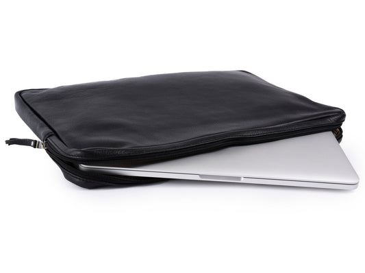 Black Leather Laptop Sleeve
