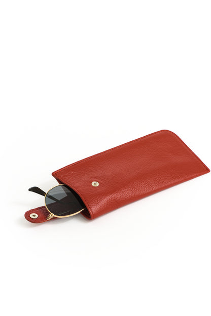 Leather Sunglasses Case with Snap Closure