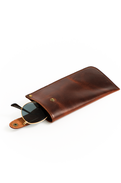 Leather Sunglasses Case with Snap Closure