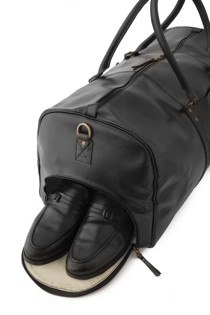 Ajax Leather Duffle Bag with Shoe Compartment