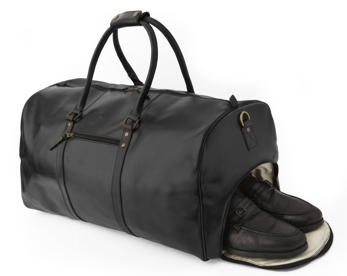 Ajax Leather Duffle Bag with Shoe Compartment