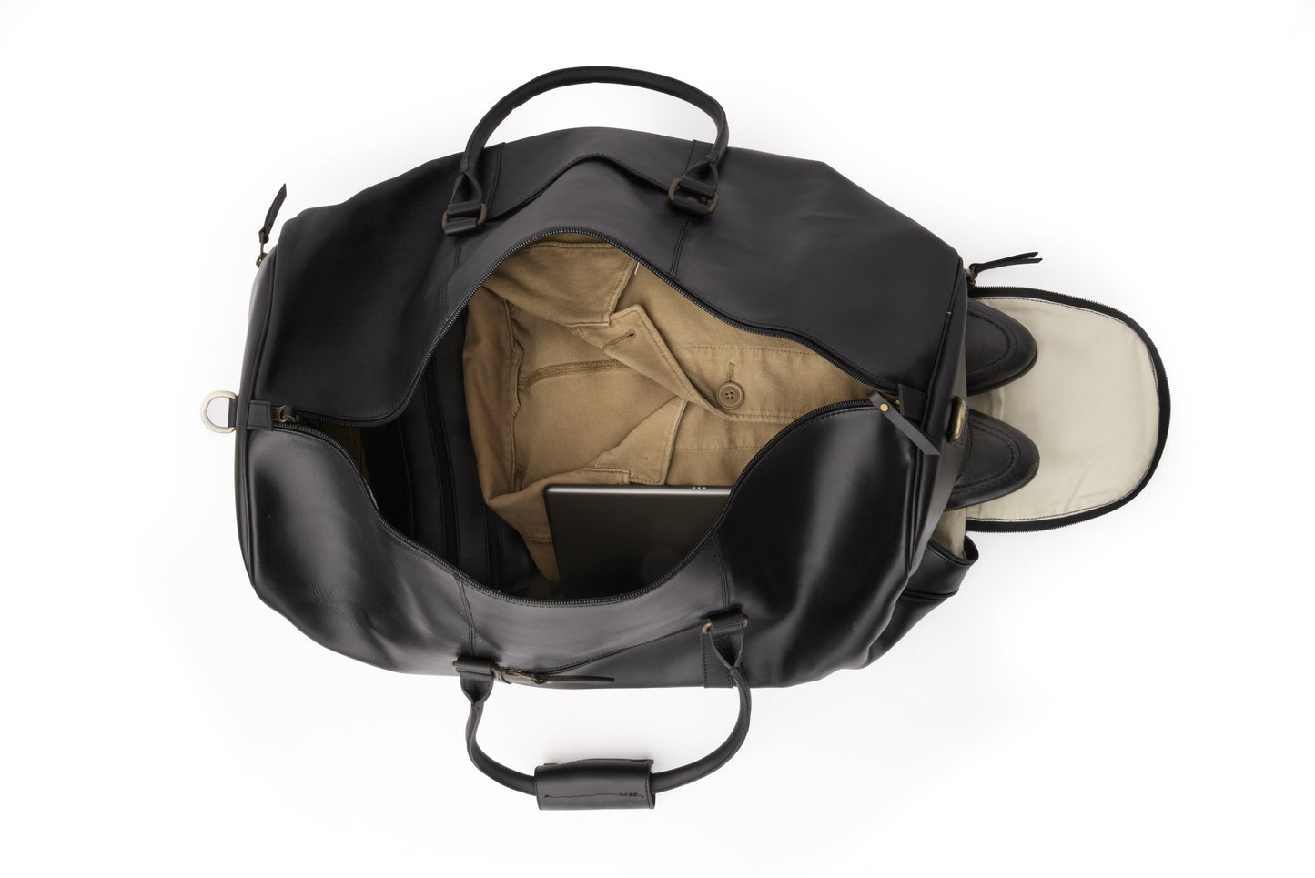 Ajax Leather Duffle Bag with Shoe Compartment