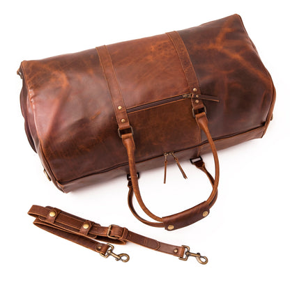 Ajax Leather Duffle Bag with Shoe Compartment