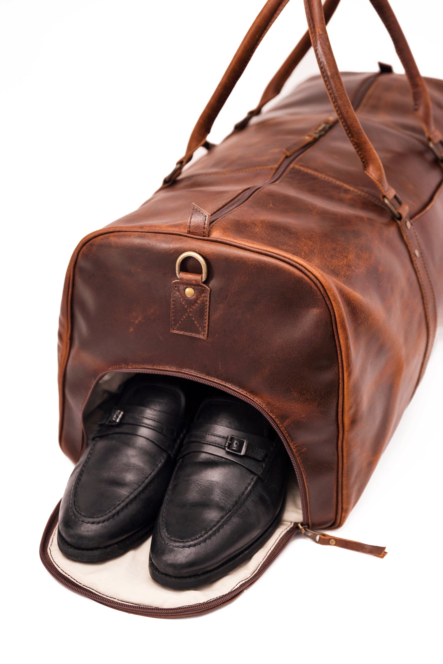 Ajax Leather Duffle Bag with Shoe Compartment