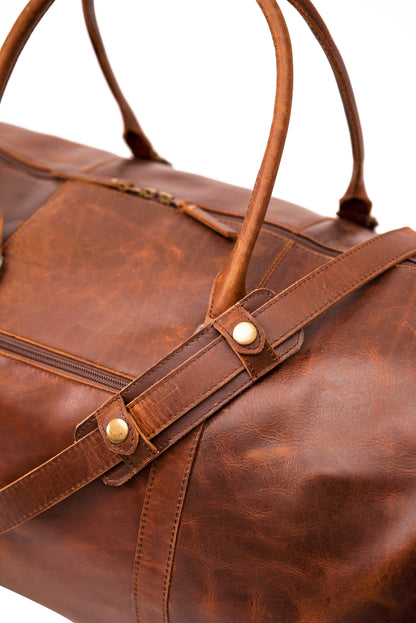 Ajax Leather Duffle Bag with Shoe Compartment